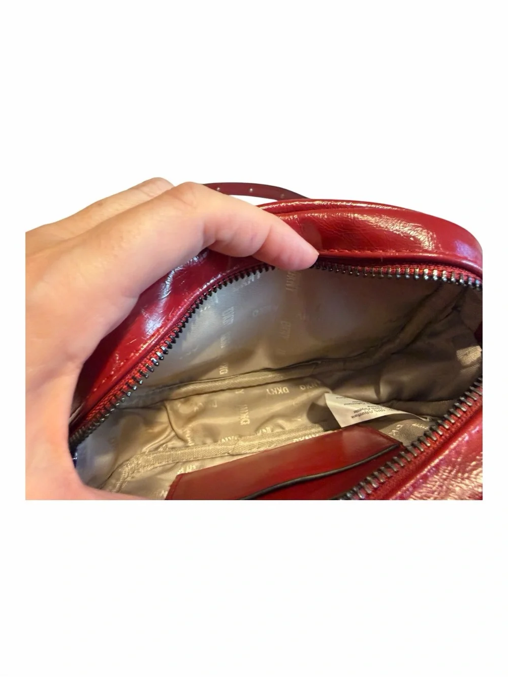 DKNY Red Leather Mini Camera Crossbody Bag